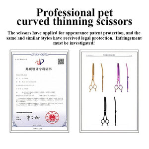 Planet Gates Fenice high-end 7.25 inch professional dog grooming scissors curved thinning shears for dogs & cats animal hair tijeras tesoura