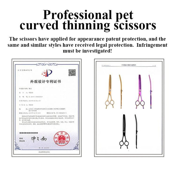 Planet Gates Fenice high-end 7.25 inch professional dog grooming scissors curved thinning shears for dogs & cats animal hair tijeras tesoura