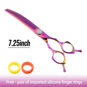 Planet Gates Fenice high-end 7.25 inch professional dog grooming scissors curved thinning shears for dogs & cats animal hair tijeras tesoura