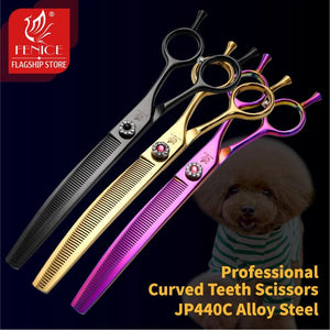 Planet Gates Fenice high-end 7.25 inch professional dog grooming scissors curved thinning shears for dogs & cats animal hair tijeras tesoura