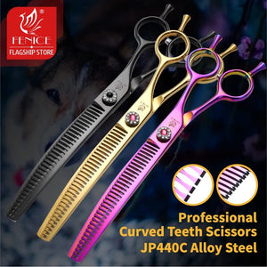 Planet Gates Fenice high-end 7.25 inch professional dog grooming scissors curved thinning shears for dogs & cats animal hair tijeras tesoura