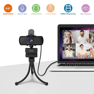 Planet Gates FIFINE 1440p Full HD PC Webcam with Microphone, tripod, for USB Desktop & Laptop,Live Streaming Webcam for Video Calling-K420