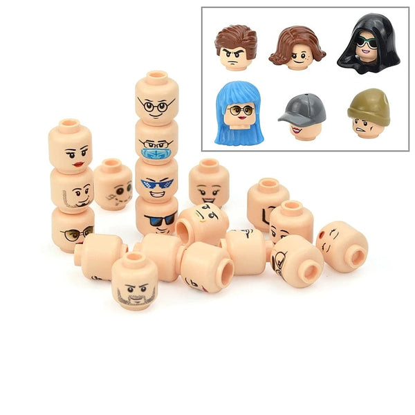 Planet Gates Figure Head Hair Hat Faces Creative Laugh Cry Cute Facial Model Kids Toys Boy Girl Gift Expression DIY Bricks Building Blocks