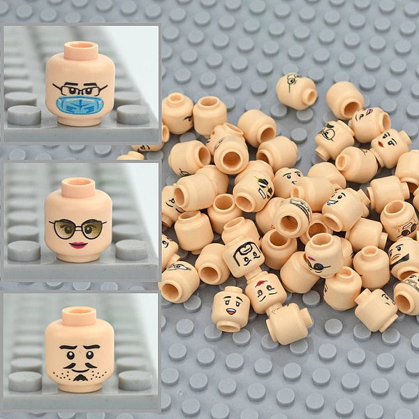 Planet Gates Figure Head Hair Hat Faces Creative Laugh Cry Cute Facial Model Kids Toys Boy Girl Gift Expression DIY Bricks Building Blocks