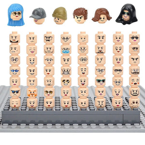 Planet Gates Figure Head Hair Hat Faces Creative Laugh Cry Cute Facial Model Kids Toys Boy Girl Gift Expression DIY Bricks Building Blocks