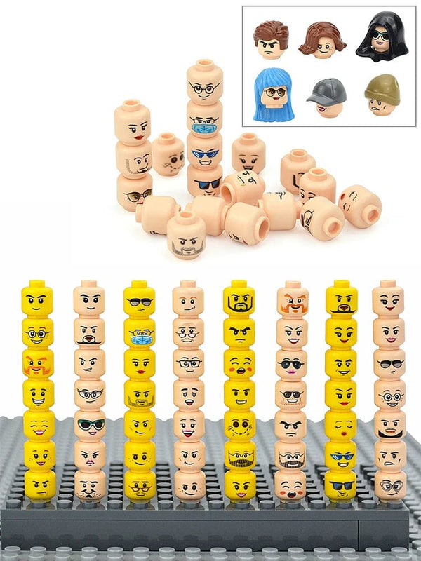 Planet Gates Figure Head Hair Hat Faces Creative Laugh Cry Cute Facial Model Kids Toys Boy Girl Gift Expression DIY Bricks Building Blocks