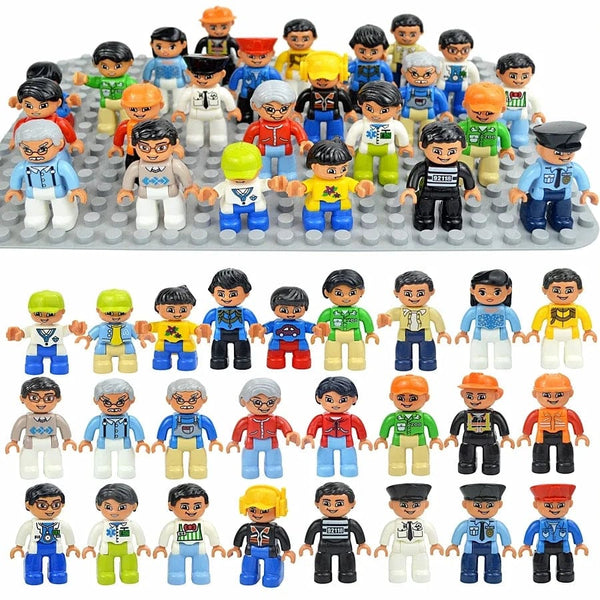 Planet Gates Figures Dolls Big Size Building Blocks Family Action Workers Doctor Police Farmer Compatible Large Bricks Duploes Kid Toys