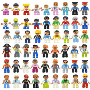 Planet Gates Figures Dolls Big Size Building Blocks Family Action Workers Doctor Police Farmer Compatible Large Bricks Duploes Kid Toys