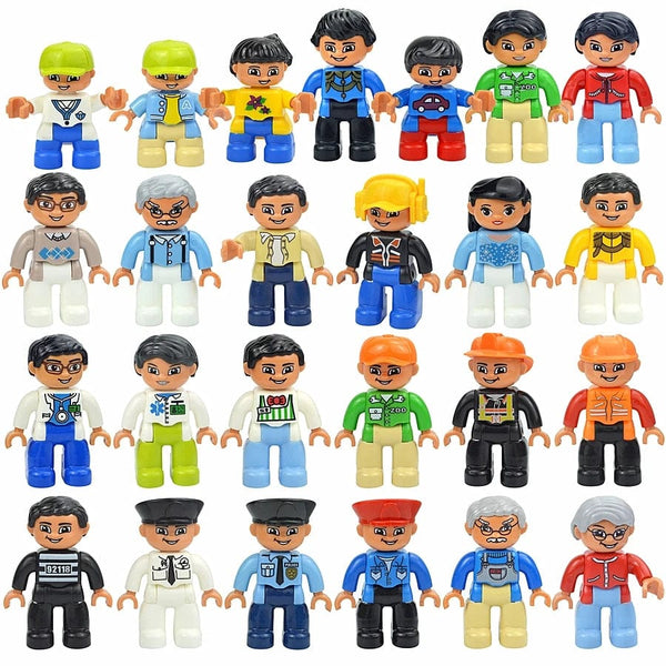 Planet Gates Figures Dolls Big Size Building Blocks Family Action Workers Doctor Police Farmer Compatible Large Bricks Duploes Kid Toys