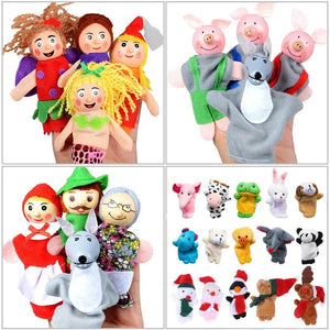 Planet Gates Finger Puppets Set Baby 10 pcs Animals Plush Doll Hand Cartoon  Family Hand Puppet Cloth theater Educational Toys for Kids Gifts