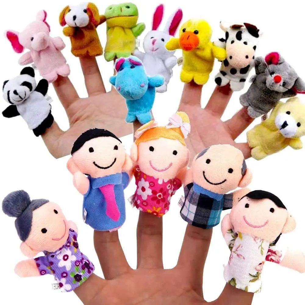 Planet Gates Finger Puppets Set Baby 10 pcs Animals Plush Doll Hand Cartoon  Family Hand Puppet Cloth theater Educational Toys for Kids Gifts