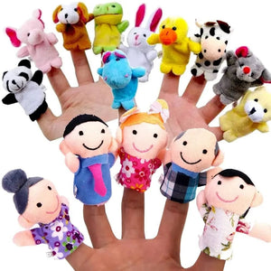 Planet Gates Finger Puppets Set Baby 10 pcs Animals Plush Doll Hand Cartoon  Family Hand Puppet Cloth theater Educational Toys for Kids Gifts