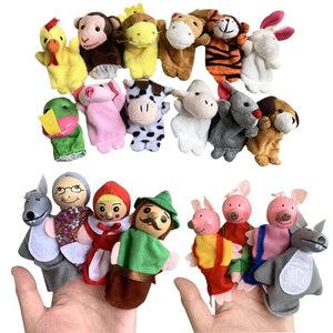 Planet Gates Finger Puppets Set Baby 10 pcs Animals Plush Doll Hand Cartoon  Family Hand Puppet Cloth theater Educational Toys for Kids Gifts
