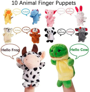 Planet Gates Finger Puppets Set Baby 10 pcs Animals Plush Doll Hand Cartoon  Family Hand Puppet Cloth theater Educational Toys for Kids Gifts