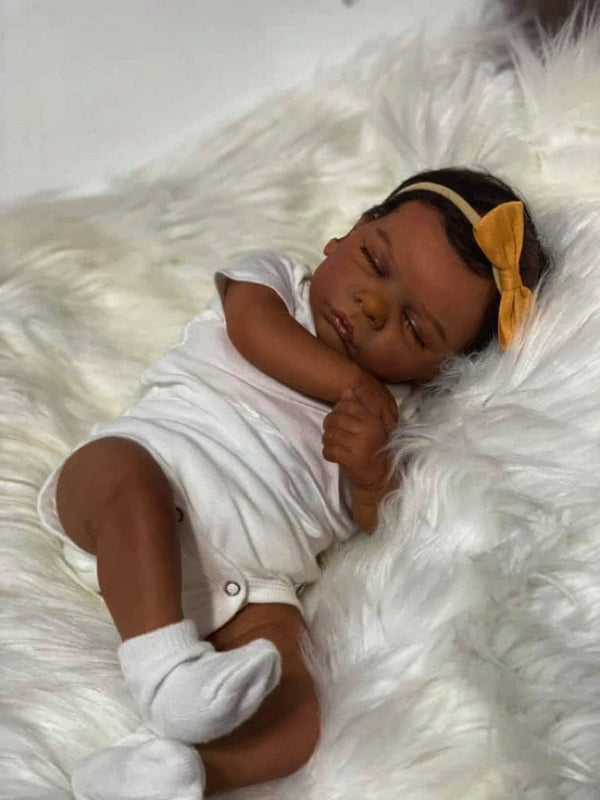 Planet Gates Finished Doll 19Inch African American Doll Romy Black Skin Reborn Baby Finished Newborn With Rooted Hair Handmade Toy Gift For Girls