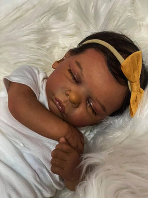 Planet Gates Finished Doll 19Inch African American Doll Romy Black Skin Reborn Baby Finished Newborn With Rooted Hair Handmade Toy Gift For Girls