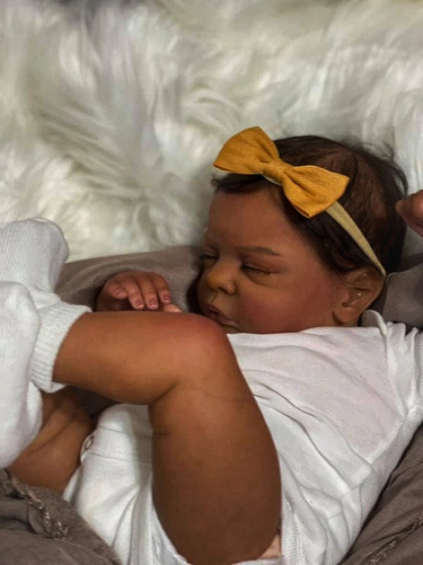 Planet Gates Finished Doll 19Inch African American Doll Romy Black Skin Reborn Baby Finished Newborn With Rooted Hair Handmade Toy Gift For Girls