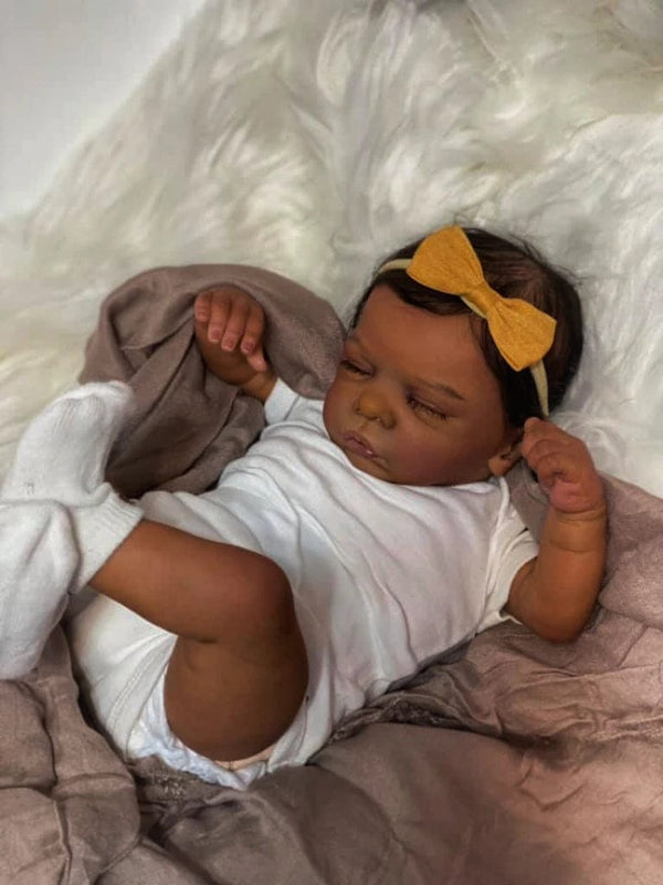 Planet Gates Finished Doll 19Inch African American Doll Romy Black Skin Reborn Baby Finished Newborn With Rooted Hair Handmade Toy Gift For Girls