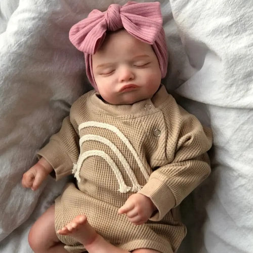Planet Gates Finished Doll 46CM Already Finished Painted Reborn Doll Rosalie Newborn Sleeping Doll Soft Hand-Drawing Hair 3D Skin Tone Visible Veins