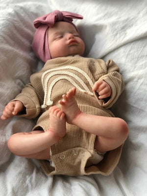 Planet Gates Finished Doll 46CM Already Finished Painted Reborn Doll Rosalie Newborn Sleeping Doll Soft Hand-Drawing Hair 3D Skin Tone Visible Veins
