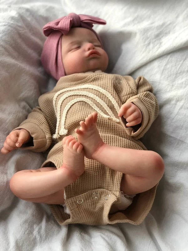 Planet Gates Finished Doll 46CM Already Finished Painted Reborn Doll Rosalie Newborn Sleeping Doll Soft Hand-Drawing Hair 3D Skin Tone Visible Veins