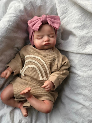 Planet Gates Finished Doll 46CM Already Finished Painted Reborn Doll Rosalie Newborn Sleeping Doll Soft Hand-Drawing Hair 3D Skin Tone Visible Veins