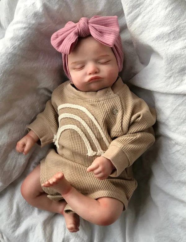 Planet Gates Finished Doll 46CM Already Finished Painted Reborn Doll Rosalie Newborn Sleeping Doll Soft Hand-Drawing Hair 3D Skin Tone Visible Veins