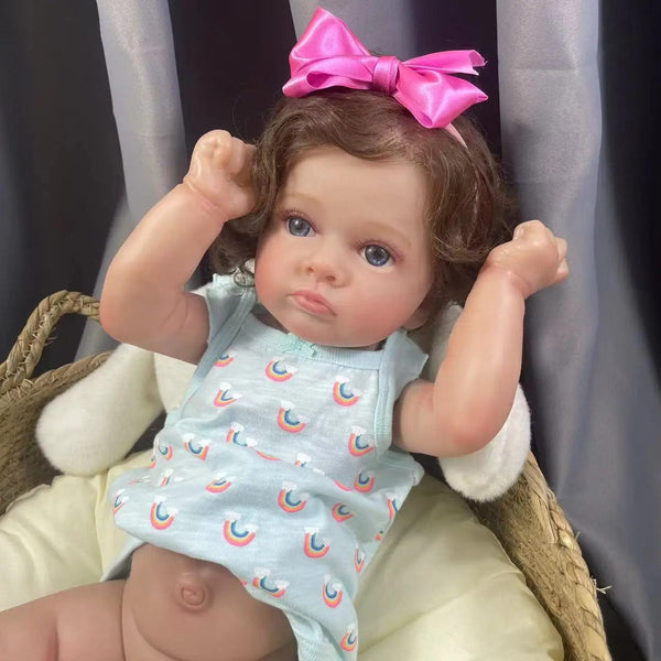 Planet Gates Finished Doll / Blue Eyes 53CM Full Body Vinyl Girl Waterproof Reborn Doll Tutti Face Hand-Detailed Painting with Visible Veins Lifelike 3D Skin Tone Gift