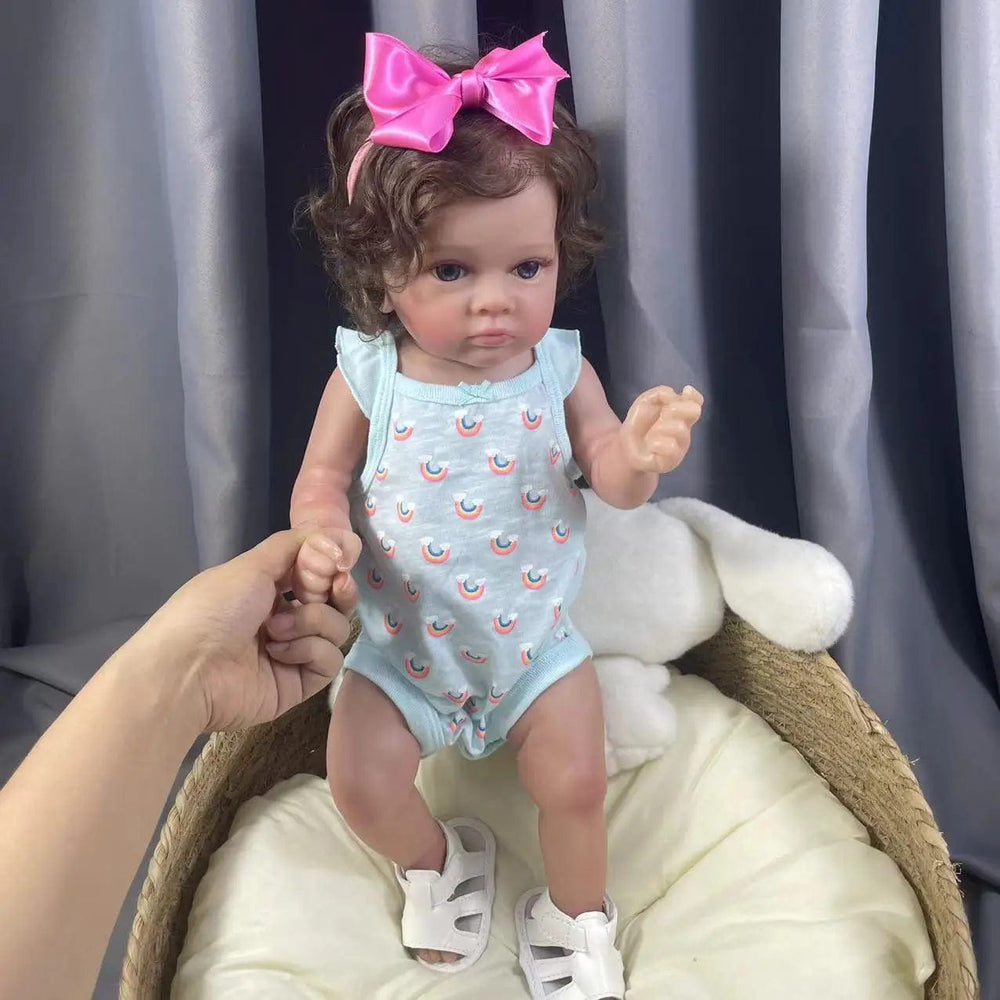 Planet Gates Finished Doll / Blue Eyes 53CM Full Body Vinyl Girl Waterproof Reborn Doll Tutti Face Hand-Detailed Painting with Visible Veins Lifelike 3D Skin Tone Gift