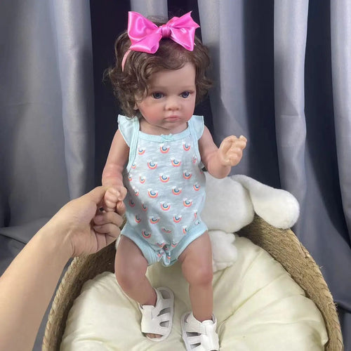 Planet Gates Finished Doll / Blue Eyes 53CM Full Body Vinyl Girl Waterproof Reborn Doll Tutti Face Hand-Detailed Painting with Visible Veins Lifelike 3D Skin Tone Gift