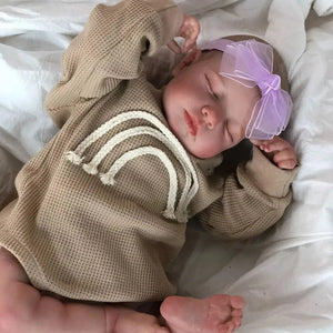 Planet Gates Finished Doll / Cloth Body Doll 49CM Already Finished Painted Bebe Reborn Doll LouLou Newborn Sleeping Doll Soft Vinyl 3D Skin Tone Visible Veins Gift For Girls