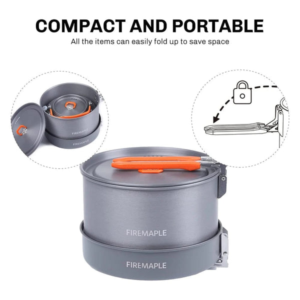 Planet Gates Fire Maple Camping Cookware Set Hiking FEAST Heat-exchanger Aluminium Pot Outdoor Foldable Pots Travel  Tourism Tableware Dishes