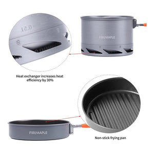 Planet Gates Fire Maple Camping Cookware Set Hiking FEAST Heat-exchanger Aluminium Pot Outdoor Foldable Pots Travel  Tourism Tableware Dishes