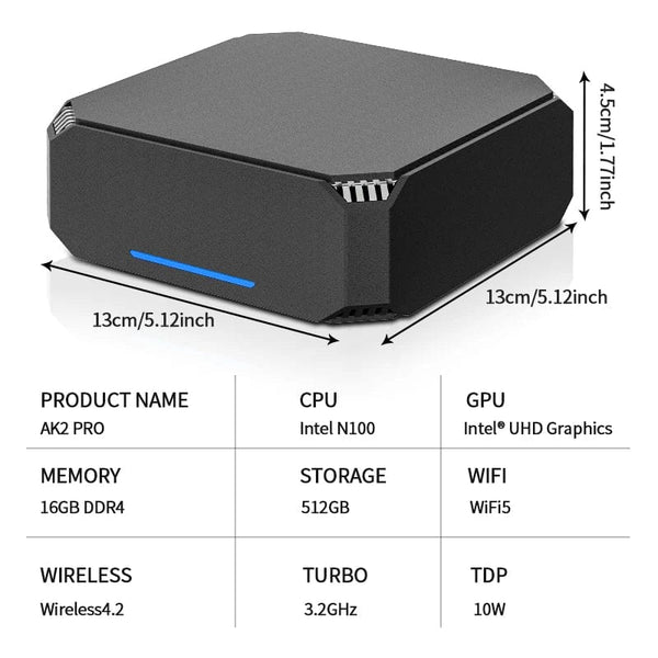 Planet Gates FIREBAT AK2 PLUS MiniPC Intel N100 Dual Band WiFi5 BT4.2 16GB 512GB Desktop Gaming Computer Mini PC Gamer