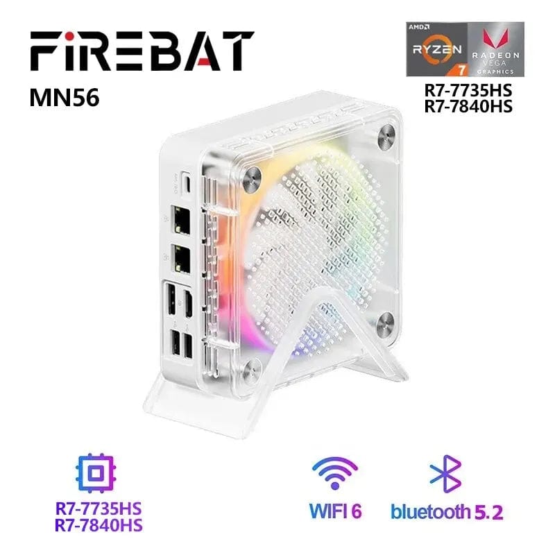 Planet Gates FIREBAT MN56 MINIPC AMD R7-7735HS 7840HS 6600H 7940HS Mini Pc Gamer Colorful 16GB 512GB DDR5 Desktop Gaming Computer BT5.2 WIFI6