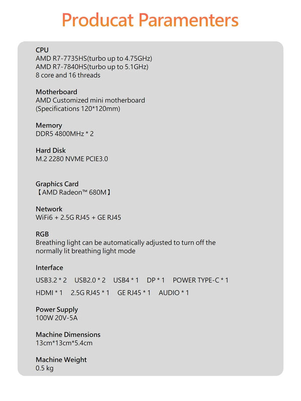 Planet Gates FIREBAT MN56 MINIPC AMD R7-7735HS 7840HS 6600H 7940HS Mini Pc Gamer Colorful 16GB 512GB DDR5 Desktop Gaming Computer BT5.2 WIFI6