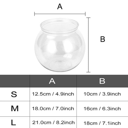Planet Gates Fish Bowl / M Fish Bowl Plastic L M S Sizes Desktop Aquarium Tanks Round Durable Fish Tank for Betta and All Mini Fish