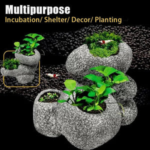 Planet Gates Fish Shrimp Incubation Shelter Cave Multipurpose Ceramic Planting Pots Fish Tank Aquarium Decorations Water Aquatic Plant Basin