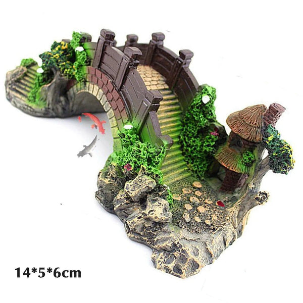 Planet Gates Fish Tank Artificial Bridge Resin Landscape Decoration Bridge Aquarium Equipment Accessories Ornament Cave Aquatic Pet Fish