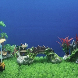Planet Gates Fish Tank Artificial Bridge Resin Landscape Decoration Bridge Aquarium Equipment Accessories Ornament Cave Aquatic Pet Fish