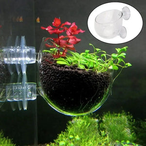 Planet Gates fish Waterweed nursery pot Glass Aquarium decoration Pot Polka Water potted aquatic planting cylinder cup aquarium accessories