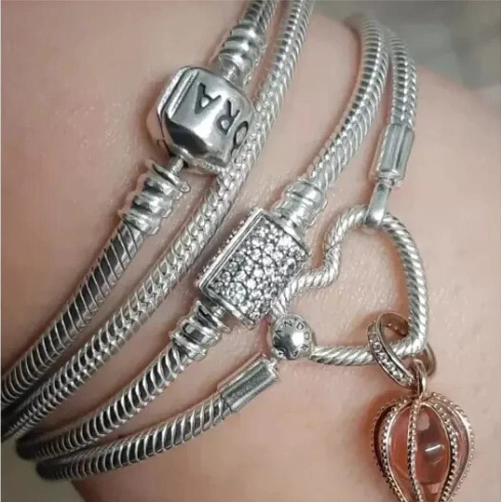 Planet Gates Fit Original Pandora 925 Sterling Silver Moments Snake Chain Bracelet 4 Color Rose Gold Silver for Women Luxury Jewelry Gift