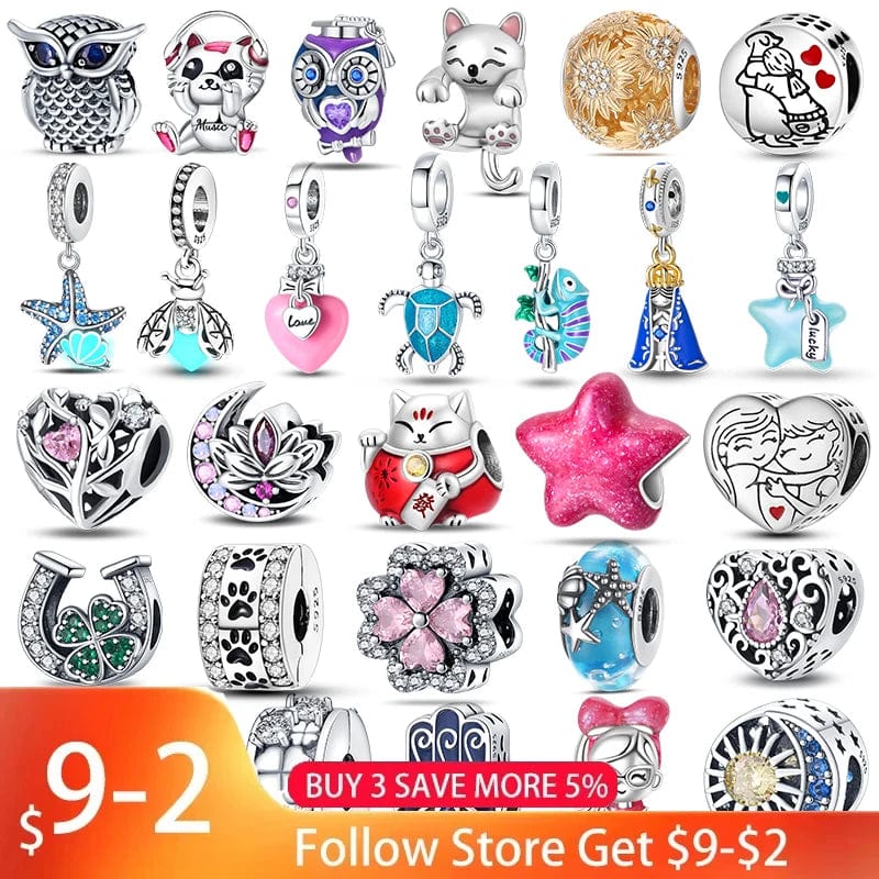 Planet Gates Fit Qikaola 925 Original Bracelets Blue Zircon Owl Luminous Sea Turtle Octopus 925 Silver Charms Beads DIY Birthday Jewelry Gift
