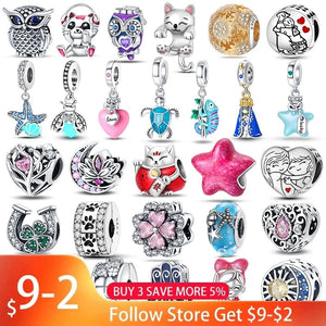 Planet Gates Fit Qikaola 925 Original Bracelets Blue Zircon Owl Luminous Sea Turtle Octopus 925 Silver Charms Beads DIY Birthday Jewelry Gift