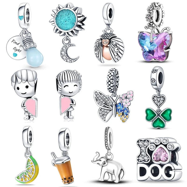 Planet Gates Fit Qikaola 925 Original Bracelets Blue Zircon Owl Luminous Sea Turtle Octopus 925 Silver Charms Beads DIY Birthday Jewelry Gift