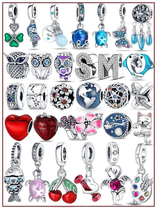 Planet Gates Fit Qikaola 925 Original Bracelets Blue Zircon Owl Luminous Sea Turtle Octopus 925 Silver Charms Beads DIY Birthday Jewelry Gift