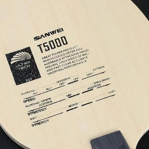 Planet Gates FL Grip (long) Original Sanwei T5000 Table Tennis Blade 5 Wood 2 Carbon Entry Intermediate Ping Pong Blade for Loop Drive with Fast Attack