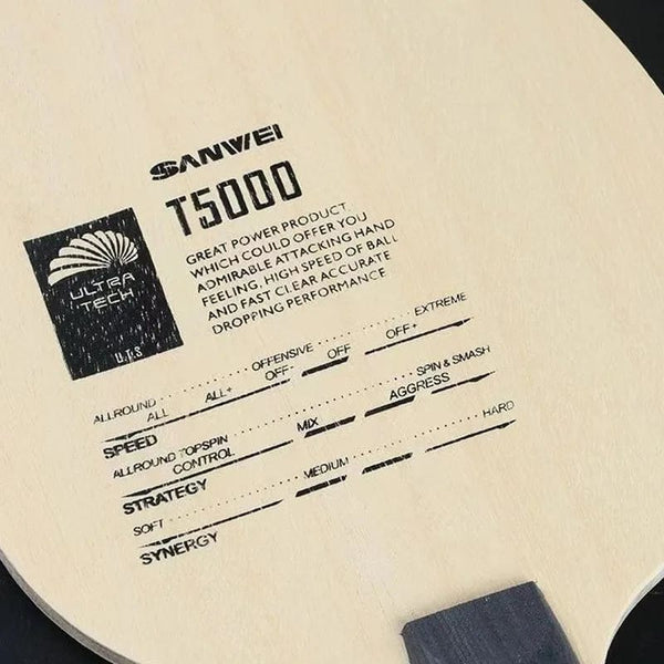 Planet Gates FL Grip (long) Original Sanwei T5000 Table Tennis Blade 5 Wood 2 Carbon Entry Intermediate Ping Pong Blade for Loop Drive with Fast Attack