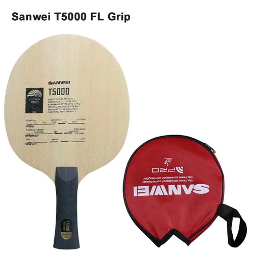 Planet Gates FL Grip (long) Original Sanwei T5000 Table Tennis Blade 5 Wood 2 Carbon Entry Intermediate Ping Pong Blade for Loop Drive with Fast Attack