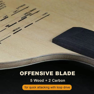 Planet Gates FL Grip (long) Original Sanwei T5000 Table Tennis Blade 5 Wood 2 Carbon Entry Intermediate Ping Pong Blade for Loop Drive with Fast Attack